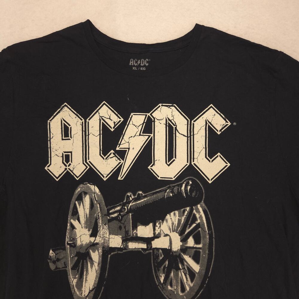 ACDC For Those About To Rock Band Crew Neck Graphic Shirt Mens Size XL Black